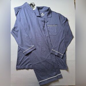 DAVID ARCHY Blue Drawstring Lounge Pajamas Pants Top PJ Set size Large mens #833